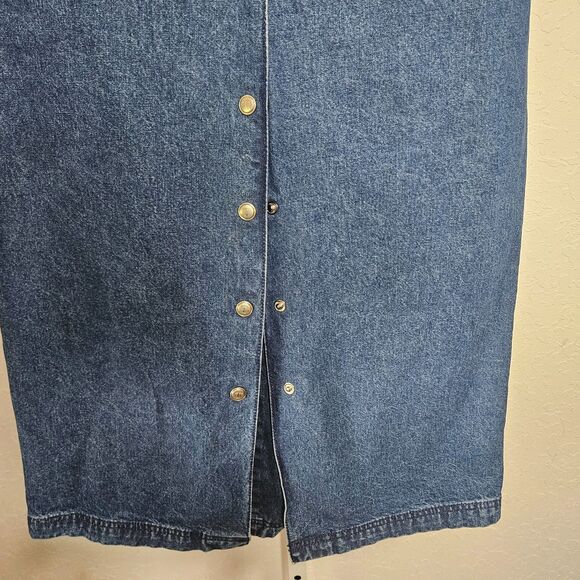 Tommy Hilfiger Jeans Y2K VTG 90s Flag‎ Denim Midi Skirt Button Front Cotton USA - Picture 7 of 9